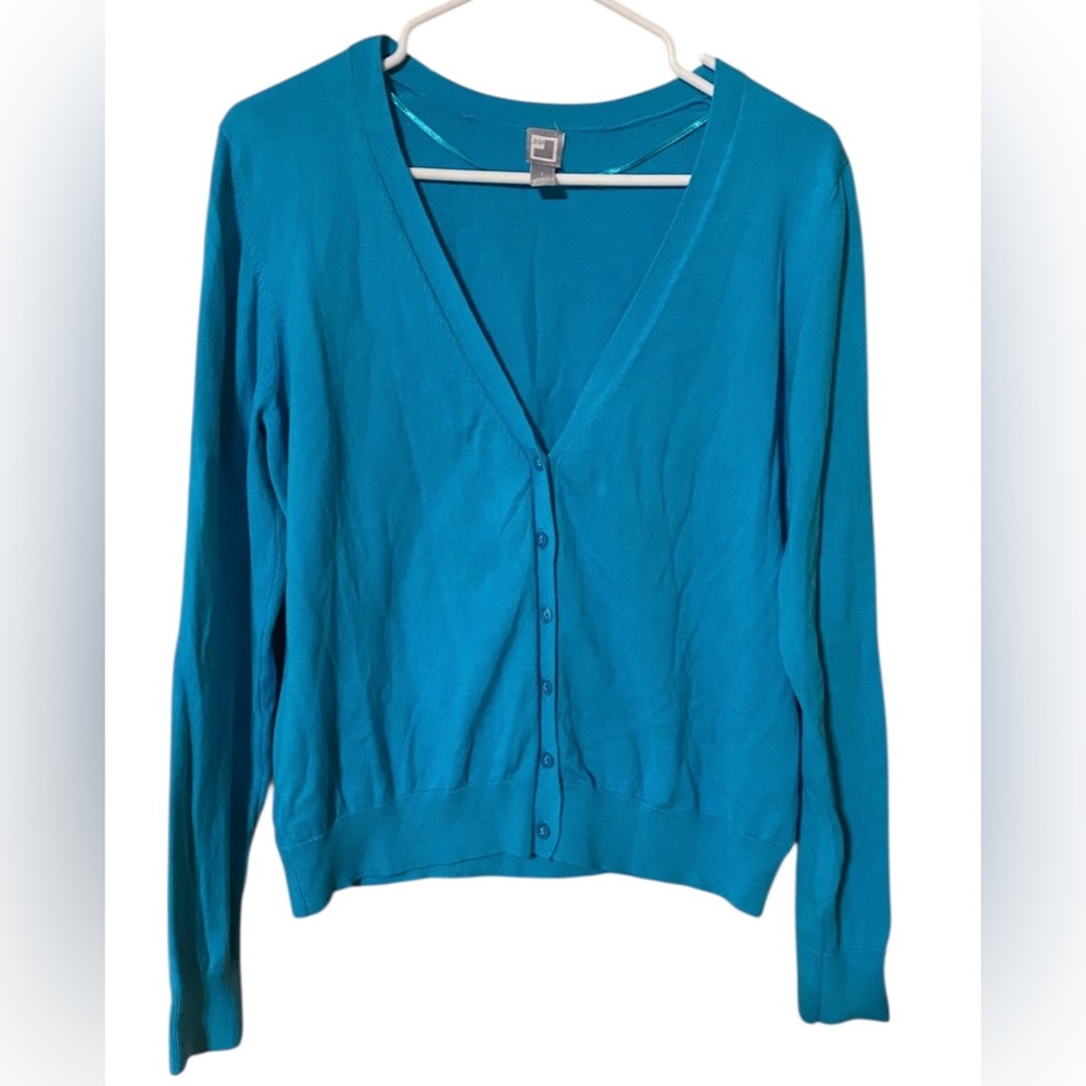 Vintage JCPenney Sweater Cardigan Women’s Large Blue Button Up Grannycore Comfy